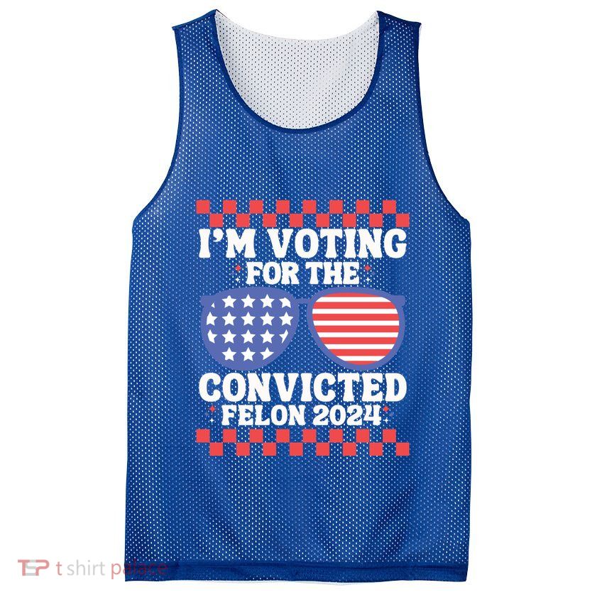 IM Voting Convicted Felon 2024 Usa Flag Sunglasses Groovy Gift Mesh Reversible Basketball Jersey Tank