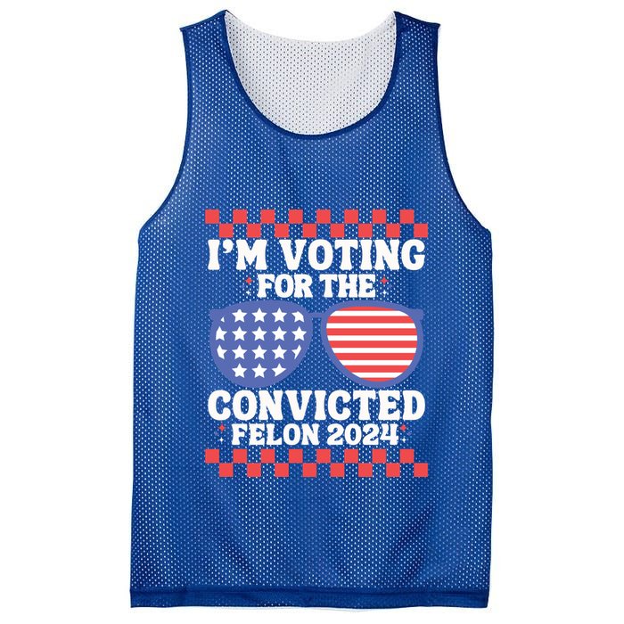 IM Voting Convicted Felon 2024 Usa Flag Sunglasses Groovy Gift Mesh Reversible Basketball Jersey Tank