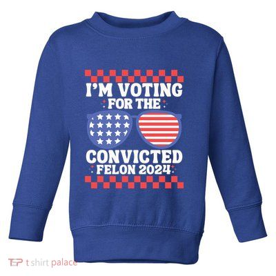 IM Voting Convicted Felon 2024 Usa Flag Sunglasses Groovy Gift Toddler Sweatshirt