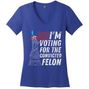 IM Voting Convicted Felon Funny Pro Trump 2024 Funny Gift Women's V-Neck T-Shirt