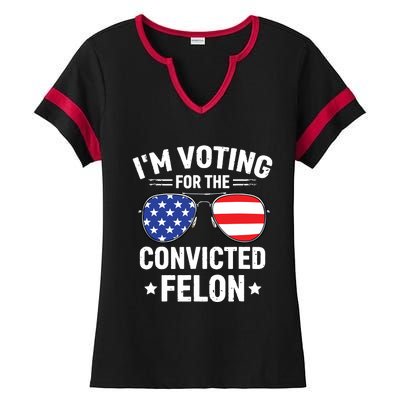 Im Voting Convicted Felon Funny Pro Trump 2024 Ladies Halftime Notch Neck Tee