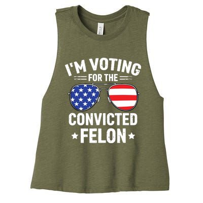 Im Voting Convicted Felon Funny Pro Trump 2024 Women's Racerback Cropped Tank