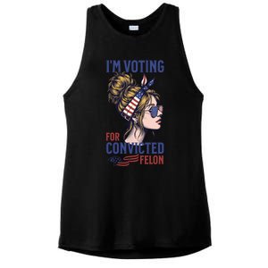 IM Voting Convicted Felon In 2024 Messy Bun Gift Ladies PosiCharge Tri-Blend Wicking Tank