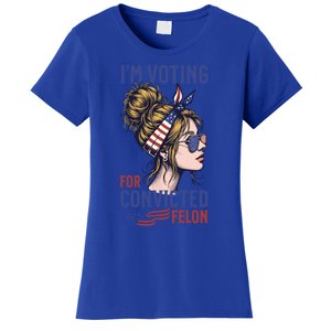 IM Voting Convicted Felon In 2024 Messy Bun Gift Women's T-Shirt