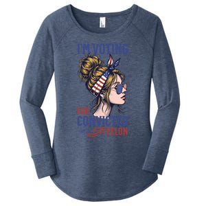 IM Voting Convicted Felon In 2024 Messy Bun Gift Women's Perfect Tri Tunic Long Sleeve Shirt