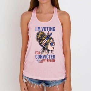 IM Voting Convicted Felon In 2024 Messy Bun Gift Women's Knotted Racerback Tank