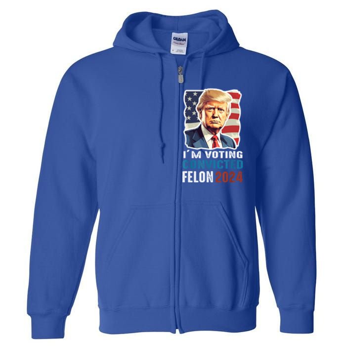 IM Voting Convicted Felon 2024 Vintage Retro Donald Trump Gift Full Zip Hoodie