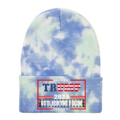 IM Voting Convicted Felon 2024 Still Vote Donald Trump 2024 Tie Dye 12in Knit Beanie