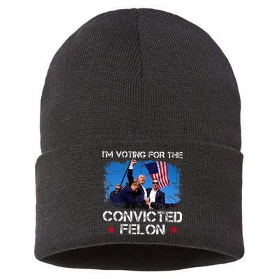 IM Voting Convicted Felon 2024 Trump 2024 Convicted Felon Sustainable Knit Beanie