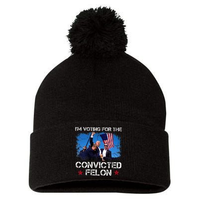 IM Voting Convicted Felon 2024 Trump 2024 Convicted Felon Pom Pom 12in Knit Beanie