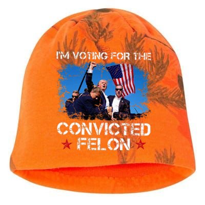 IM Voting Convicted Felon 2024 Trump 2024 Convicted Felon Kati - Camo Knit Beanie