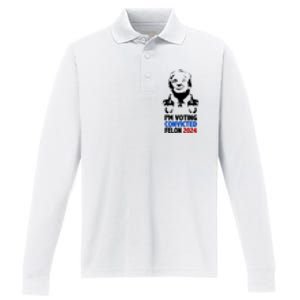 IM Voting Convicted Felon 2024 Donald Trump Performance Long Sleeve Polo