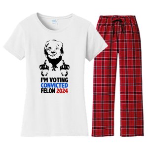 IM Voting Convicted Felon 2024 Donald Trump Women's Flannel Pajama Set