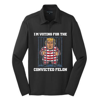 IM Voting Convicted Felon Trump 2024 Silk Touch Performance Long Sleeve Polo