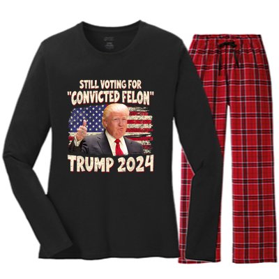 IM Voting Convicted Felon 2024 Trump 2024 Convicted Felon Women's Long Sleeve Flannel Pajama Set 