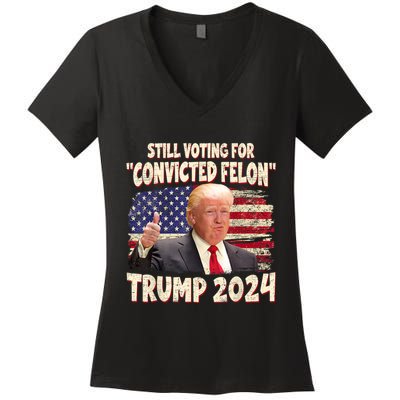 IM Voting Convicted Felon 2024 Trump 2024 Convicted Felon Women's V-Neck T-Shirt