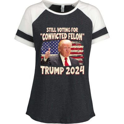 IM Voting Convicted Felon 2024 Trump 2024 Convicted Felon Enza Ladies Jersey Colorblock Tee