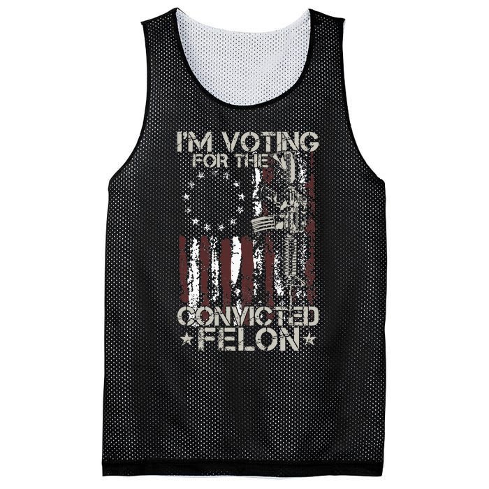 IM Voting Convicted Felon 2024 American Flag On Back Mesh Reversible Basketball Jersey Tank