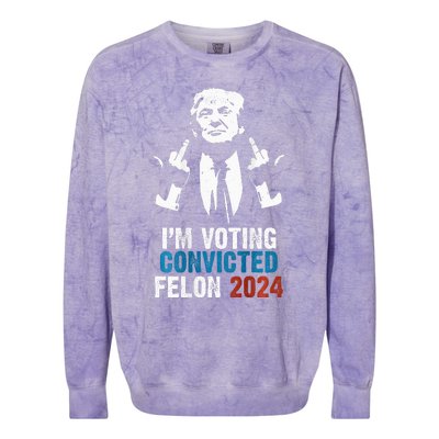 IM Voting Convicted Felon 2024 Trump Funny Quote Colorblast Crewneck Sweatshirt