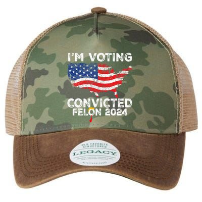 IM Voting Convicted Felon 2024 Funny Pro Trump Us Map Legacy Tie Dye Trucker Hat