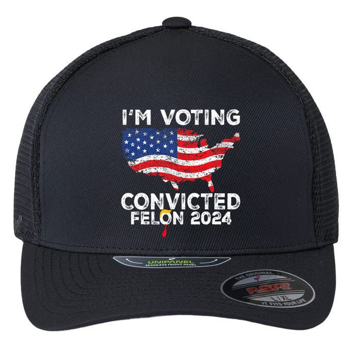 IM Voting Convicted Felon 2024 Funny Pro Trump Us Map Flexfit Unipanel Trucker Cap
