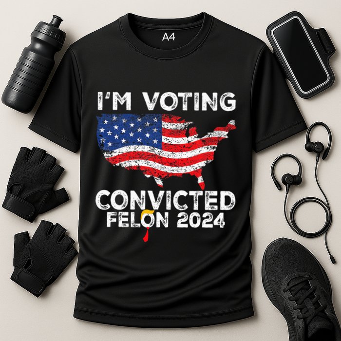 IM Voting Convicted Felon 2024 Funny Pro Trump Us Map Performance Shirt