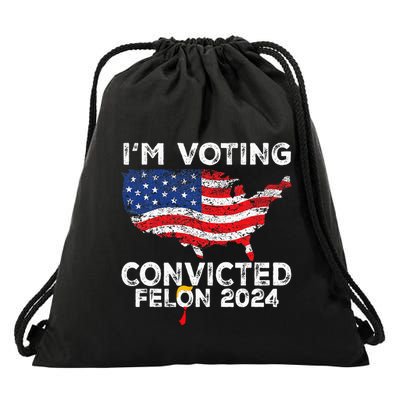 IM Voting Convicted Felon 2024 Funny Pro Trump Us Map Drawstring Bag