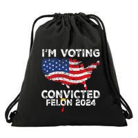 IM Voting Convicted Felon 2024 Funny Pro Trump Us Map Drawstring Bag