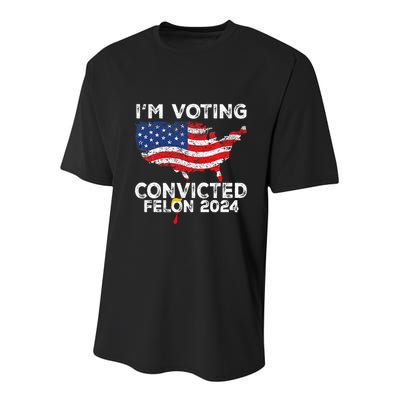 IM Voting Convicted Felon 2024 Funny Pro Trump Us Map Youth Performance Sprint T-Shirt