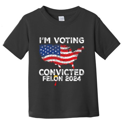 IM Voting Convicted Felon 2024 Funny Pro Trump Us Map Toddler T-Shirt