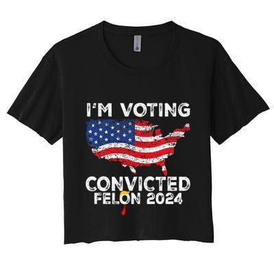 IM Voting Convicted Felon 2024 Funny Pro Trump Us Map Crop Top