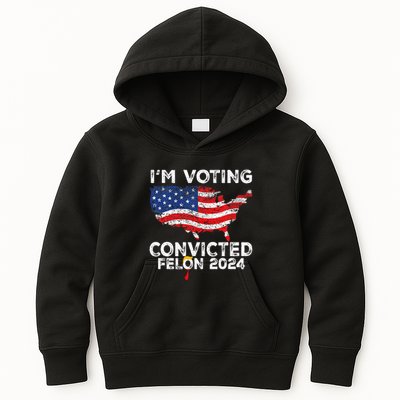 IM Voting Convicted Felon 2024 Funny Pro Trump Us Map Kids Hoodie