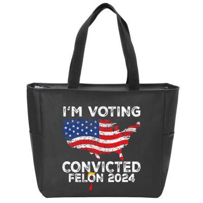 IM Voting Convicted Felon 2024 Funny Pro Trump Us Map Zip Tote Bag
