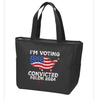 IM Voting Convicted Felon 2024 Funny Pro Trump Us Map Zip Tote Bag