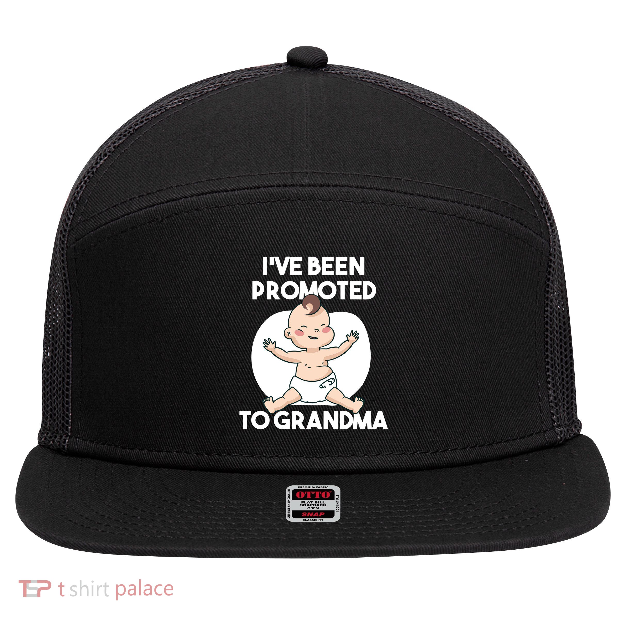 I've Been Promoted To Grandma 7 Panel Mesh Trucker Snapback Hat