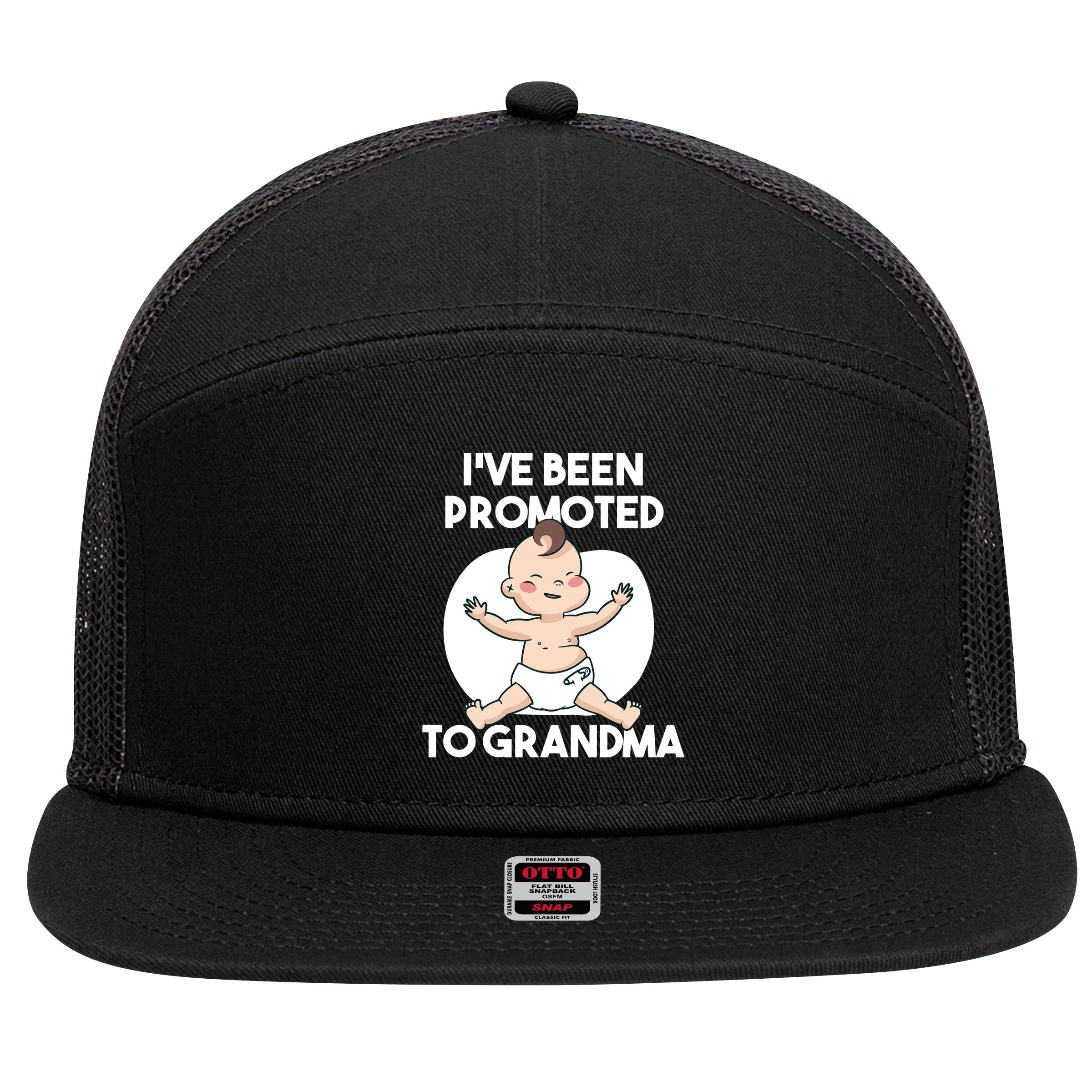 I've Been Promoted To Grandma 7 Panel Mesh Trucker Snapback Hat