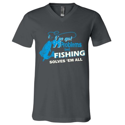 I've Got 99 Problem but Fishing Solves Them All V-Neck T-Shirt
