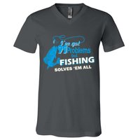 I've Got 99 Problem but Fishing Solves Them All V-Neck T-Shirt