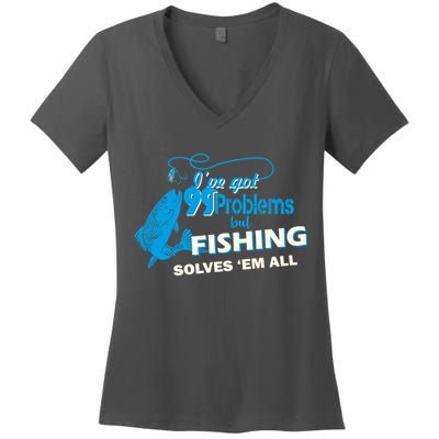 I've Got 99 Problem but Fishing Solves Them All Women's V-Neck T-Shirt