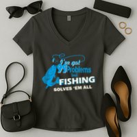 I've Got 99 Problem but Fishing Solves Them All Women's V-Neck T-Shirt