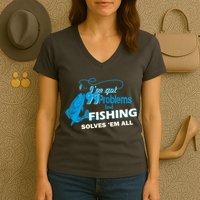 I've Got 99 Problem but Fishing Solves Them All Women's V-Neck T-Shirt