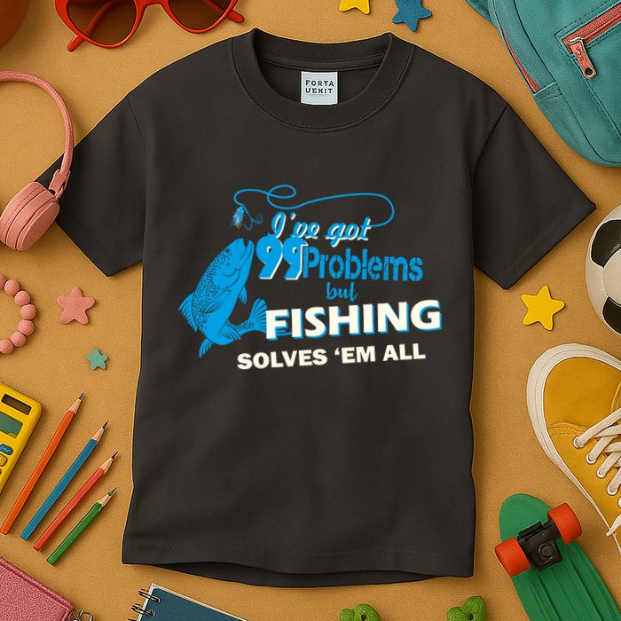 I've Got 99 Problem but Fishing Solves Them All Kids T-Shirt