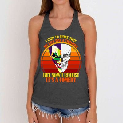 I've Realized My Life Isn't A Tragedy It's A Comedy Women's Knotted Racerback Tank