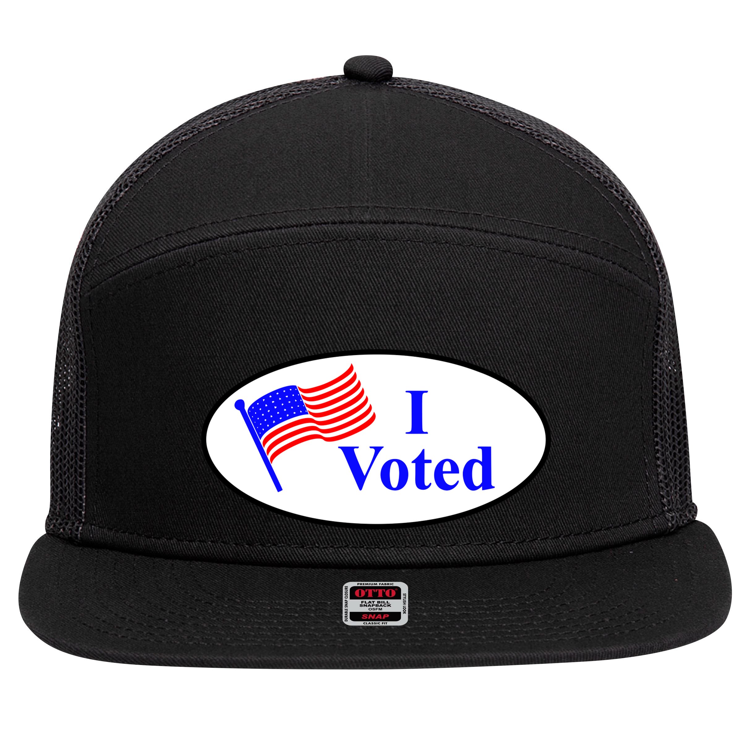 I Voted Election Voting Graphic 7 Panel Mesh Trucker Snapback Hat
