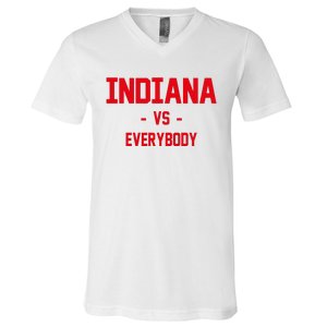 Indiana Vs Everybody (Red) V-Neck T-Shirt