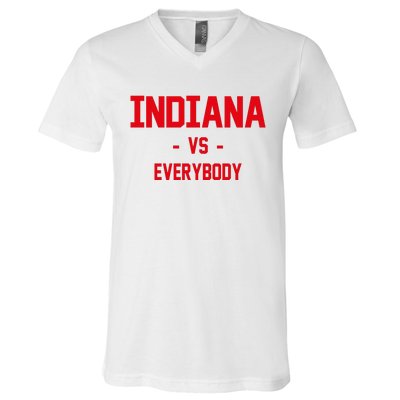 Indiana Vs Everybody (Red) V-Neck T-Shirt