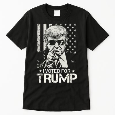 I Voted For Trump USA Flag Patriots Vintage Retro Tall T-Shirt
