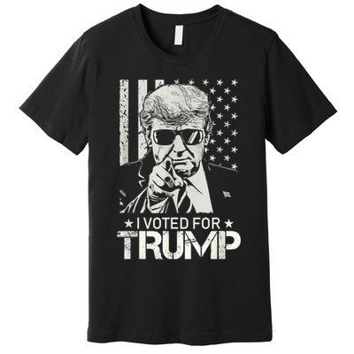 I Voted For Trump USA Flag Patriots Vintage Retro Premium T-Shirt