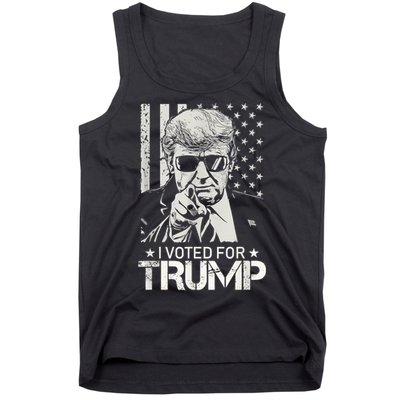 I Voted For Trump USA Flag Patriots Vintage Retro Tank Top