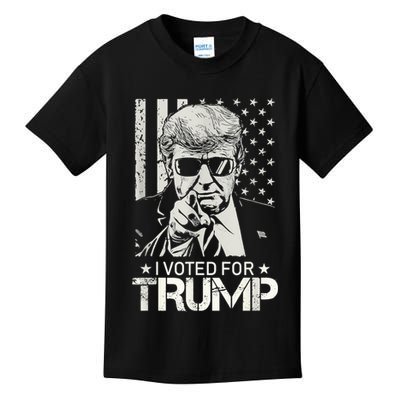 I Voted For Trump USA Flag Patriots Vintage Retro Kids T-Shirt